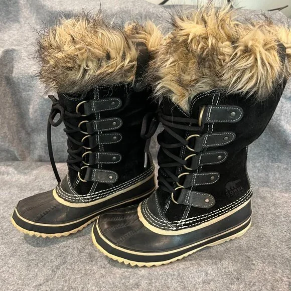 Sorrel Joan of Artic sz 6 black suede faux fur boots waterproof - Picture 8 of 8